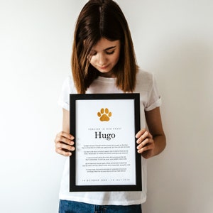 犬のメモリアルカスタム記念品、犬の死、お悔やみのギフトアイデア、思い出の記念品ハンドメイドホイルプリント