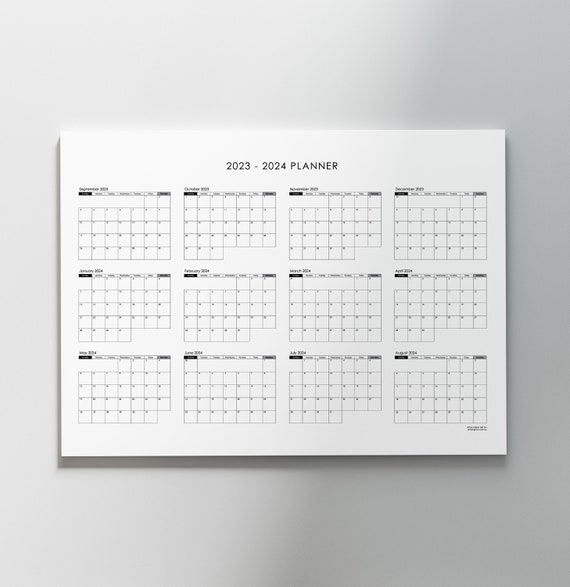 2023-2024 Yearly Planner 36 X 48 Size Extra Large Yearly Wall Planner  Printable Instant Download Black White - Etsy