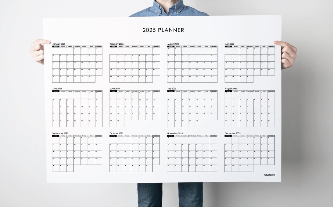 2025 Yearly Planner A0 Horizontal Size Extra Large Yearly Wall Planner