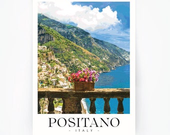 Positano Italy Travel Poster – Amalfi Coast Wall Art Print