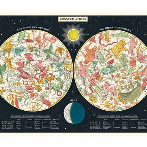 Cavallini High Quality Poster – Constellations - Vintage Wall Print - Choose from Multiple Designs!