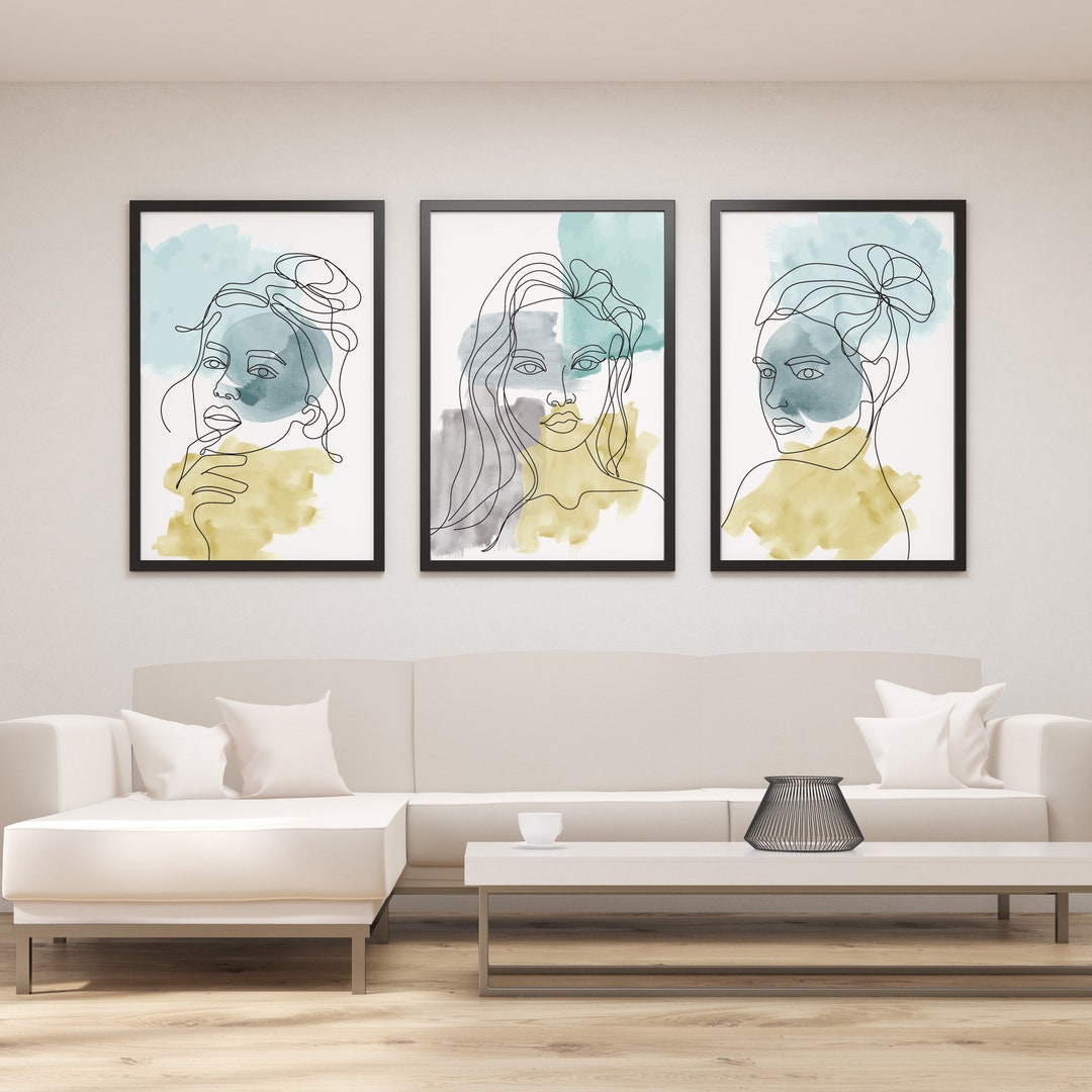 Abstract Woman Line Art Print Set of 3, Printable Wall Art, Modern Home ...