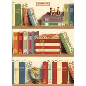 Cavallini Hochwertiges Poster - Bibliotheque - Bibliothek Bücher Poster - Vintage Wanddruck - Wählen Sie mehrere Designs aus!