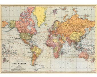 Cavallini Poster – World Map 50x70cm - 20x28" Large Poster - Vintage Wall Print - Choose from over 80 designs!