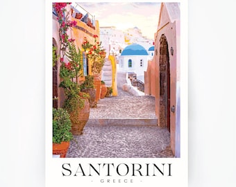 Póster de viaje a Grecia - Arte de Grecia - Póster de Santorini - Impresión de Grecia / Santorini, Grecia