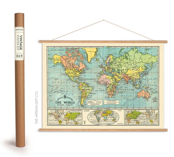 World Map Cavallini High Quality Poster – World Map 6 - 50x70cm