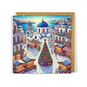 Scène de Noël grecque - Îles grecques 2 Carte de vœux
