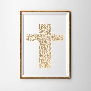 HAND FOILED PRINT Greek Prayer Cross - Pater Imon