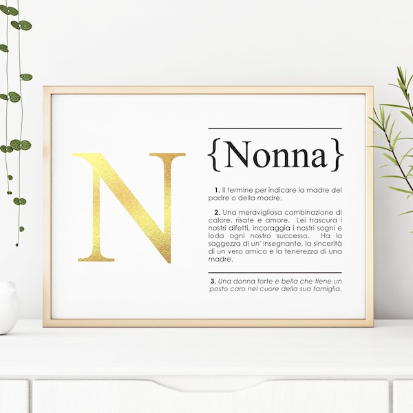 ITALIAANSE cadeau oma (Nonna) met de hand verijdelde print - Sweet Definition of Nonna