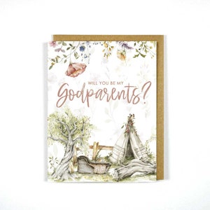 Padrinos de tarjetas griegas - ¿Serán mis padrinos? - Tarjeta de felicitación - Tarjetas griegas