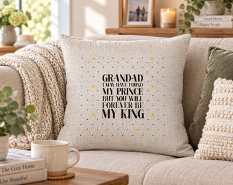 Grandad Cushion – Forever Be My King, Father's Day Gift (41x41cm)