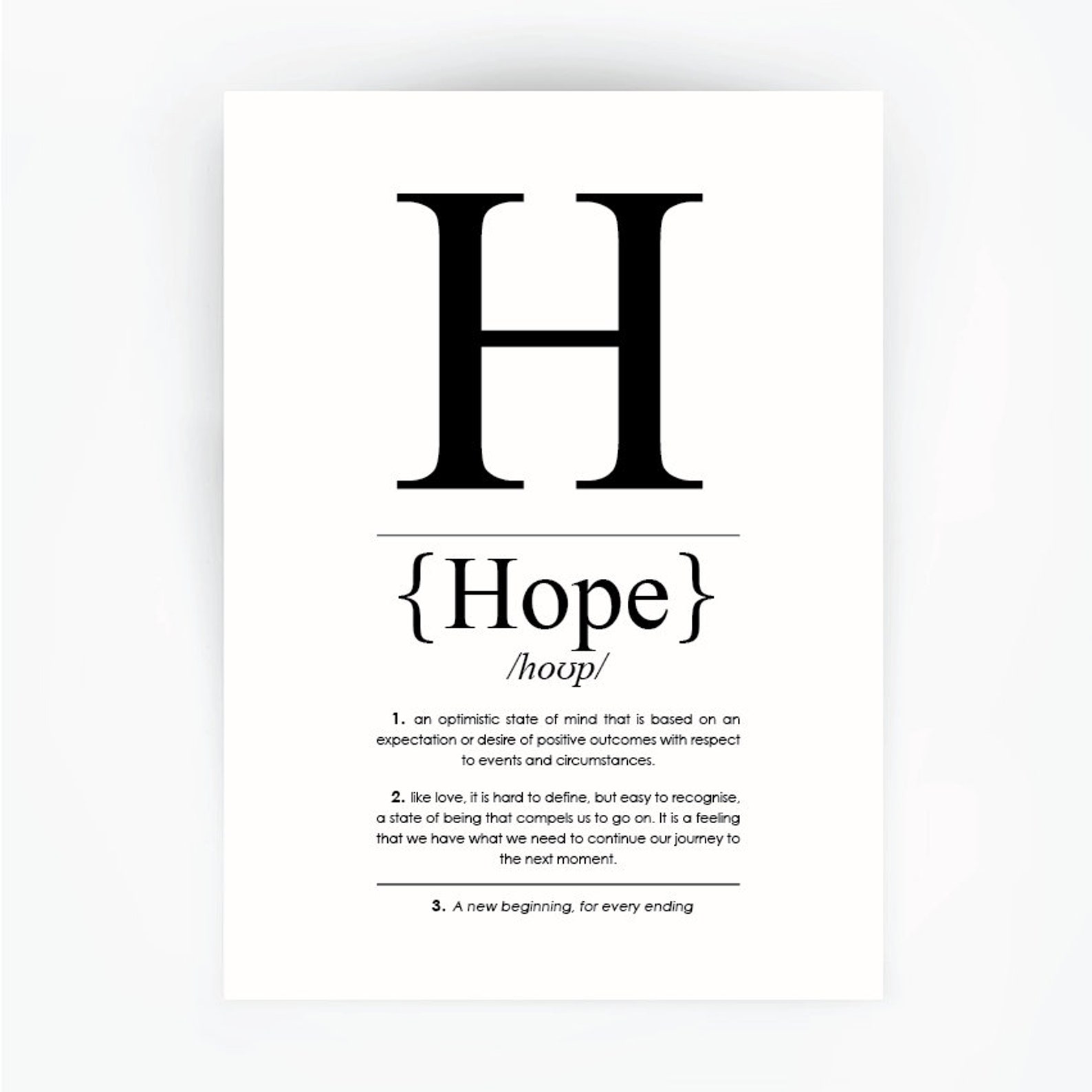 Hope Definition Print Inspirational Print Hope Etsy