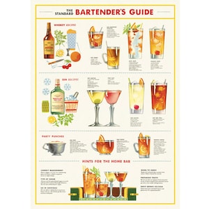 Cavallini High Quality Poster – Barkeeper Chart 50 x 70 cm - 20x28" Großposter - Vintage Wanddruck - Wählen Sie aus über 80 Designs!