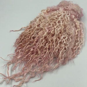 Hand Dyed Light Pink Teeswater Locks, 50g