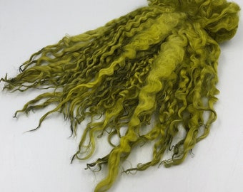 Hand Dyed " Deep Olive " Masham Locks, 50g