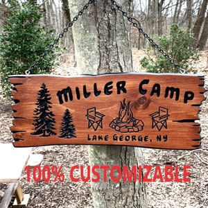 Outdoor Wood Sign Custom Camp Sign Personalized Camping Sign RV Decor Campsite Name Sign Wooden Campground Glamp Sign Rustic Carved Sign