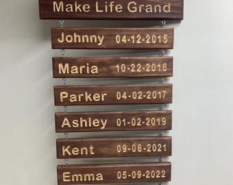 Handmade Grandkids Name Sign High Quality Gift for Grandparents Customizable Present for Nana & Papa Personalizable Grandchildrens Name Sign