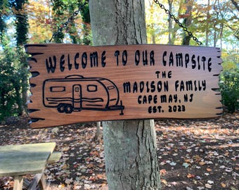 Custom Camping Sign Custom RV Sign Custom Camp Decor Sign Personalized Camping Sign RV Decor Signs Custom Family Name Sign Campsite Sign