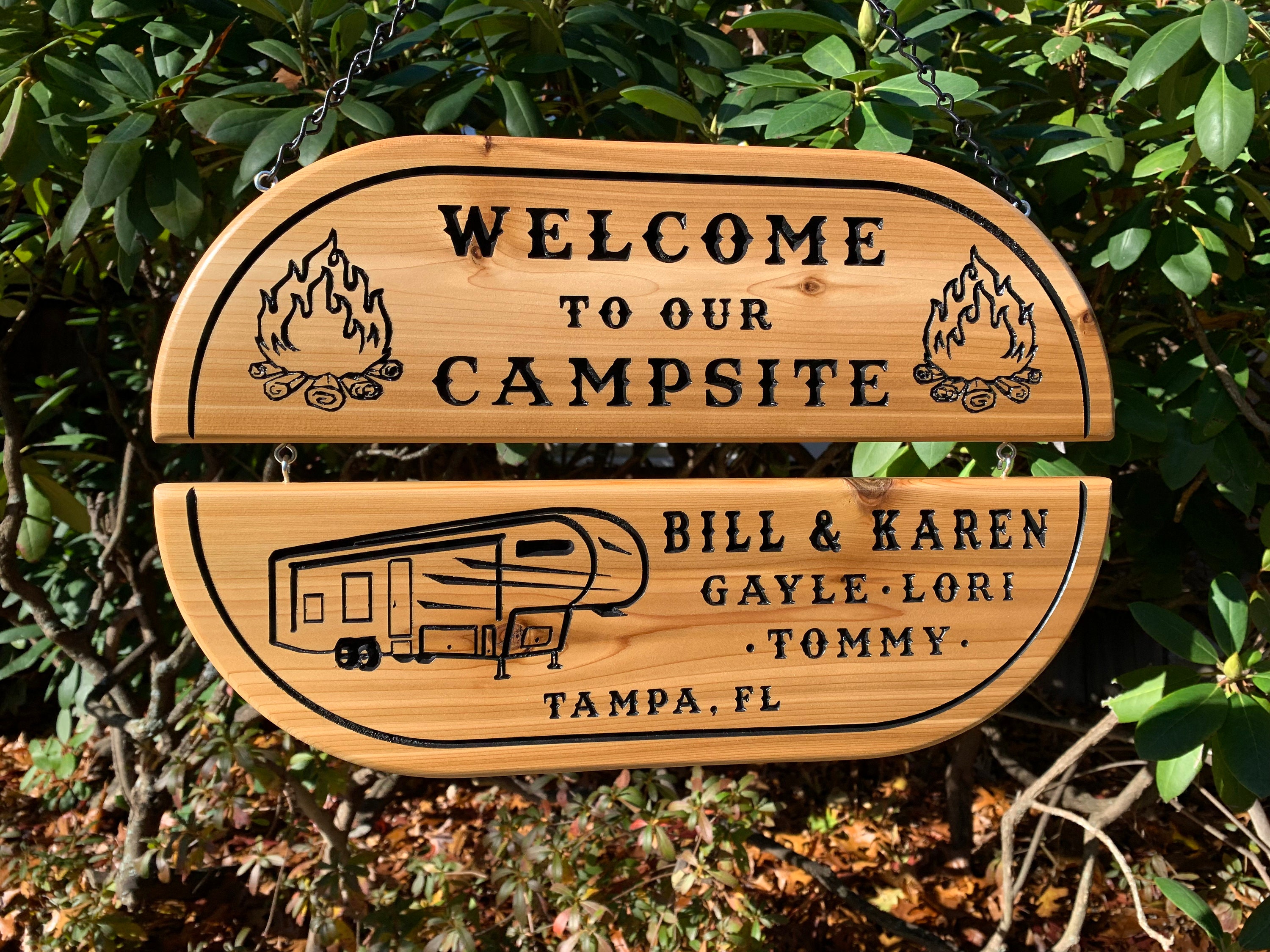 Custom Cedar Camping Signs Camp Sign Campsite Sign RV Sign Campsite ...