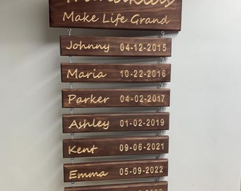 Handmade Grandkids Name Sign High Quality Gift for Grandparents Customizable Present for Nana & Papa Personalizable Grandchildrens Name Sign