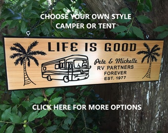 Personalized Custom  Carved Cedar Wood RV Rustic Family and Last Name Personalized Camping Sign Custom Outdoor Name Signs