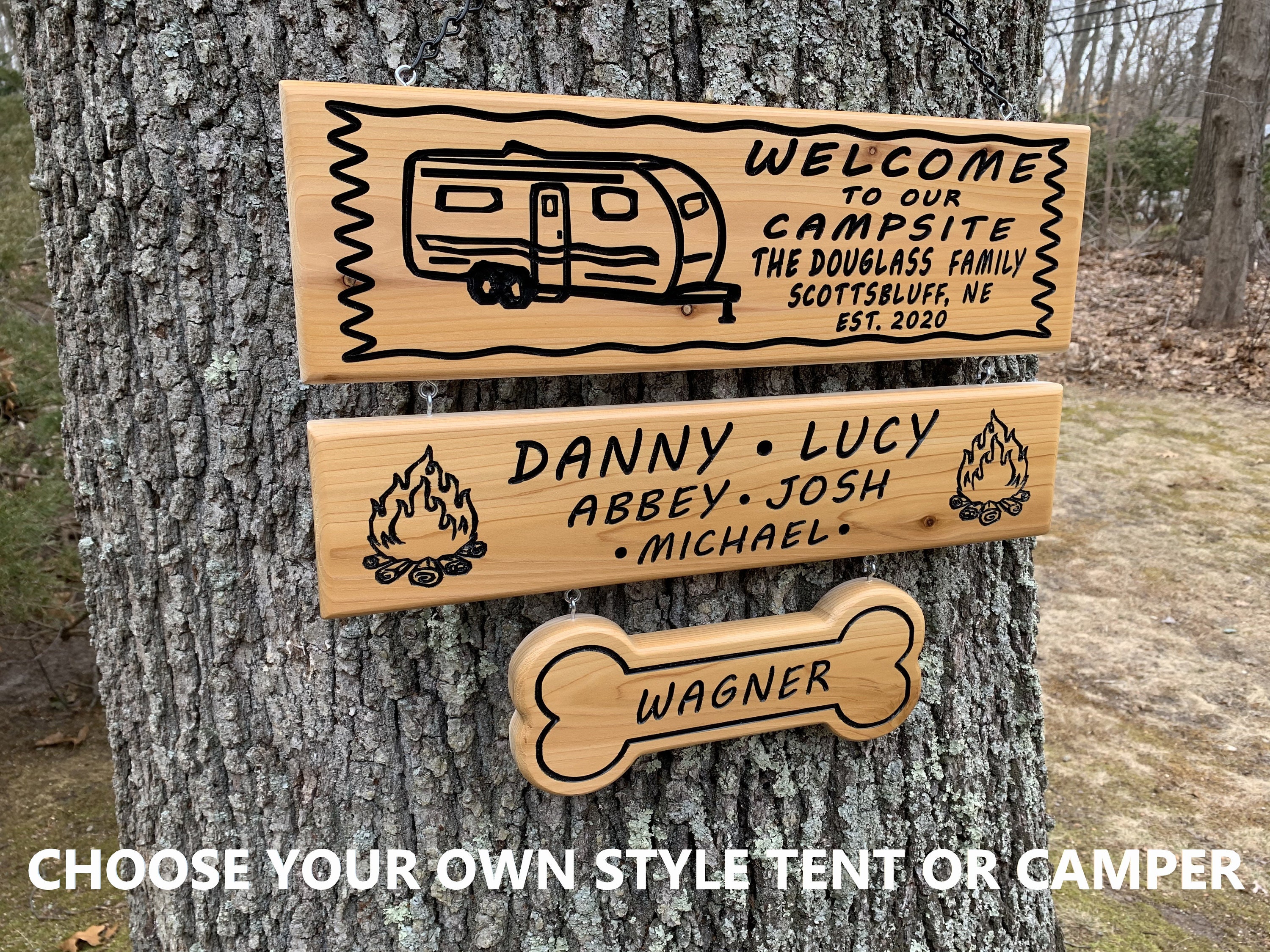 3 Piece Custom Camping Sign Personalized Customizable Camp Etsy
