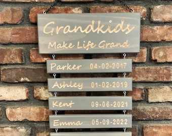 Handmade Grandkids Name Sign High Quality Gift for Grandparents Customizable Present for Nana & Papa Personalizable Grandchildrens Name Sign