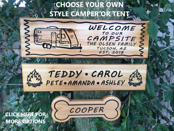 3 Piece Custom Wood Sign Personalized Camping Signs Etsy