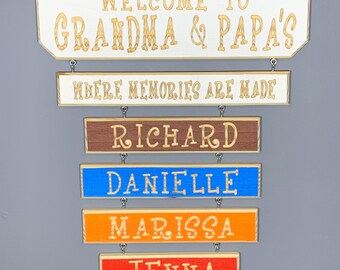 Handmade Barnwood Style Grandkids Name Sign Best Gift for Grandparents Engraved Grandchild Customizable Rustic Name Sign For Nana & Papa