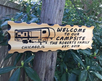 Personalized Camping Signs Custom Outdoor Name Signs Custom Welcome Signs Personalized Wood Signs Camper Sign Campsite Sign Campground Signs