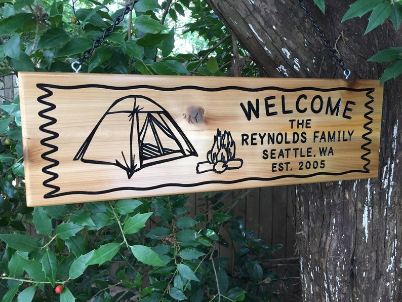 Custom Wood Sign Campsite Sign Camping Sign Family Name RV Etsy