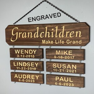 Handmade Grandkids Name Sign High Quality Gift for Grandparents Customizable Present for Nana & Papa Personalizable Grandchildrens Name Sign