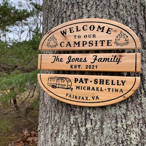 3 piece Customizable Camping Sign Camper Sign Campsite Sign RV Sign Personalized Camping Sign Outdoors Family Name Sign Unique Gift 9c