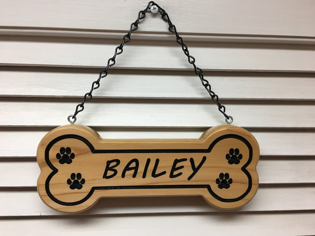 Personalized Dog Bone Custom Made Dog Name Sign Carved Dog Bone Dog
