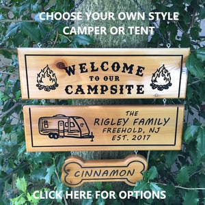 3 Pc. Personalized Camping Signs Custom RV Signs  Family Last Name Signs Wooden Signs Rustic Camping Signs Campsite Sign RV Sign Camp Sign
