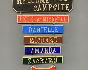 Handmade Camping Sign Custom Engraved Barnwood Style Campsite Sign High Quality RV Camp Sign Rustic Family Name Glamping Campground Sign