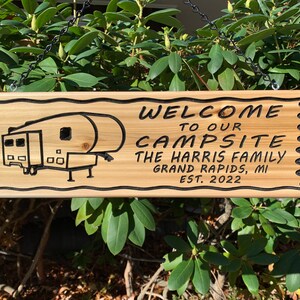 Cedar Wood Sign Personalized Camping Signs Personalized RV Sign Outdoors Sign Camper Sign Campsite Sign Rustic Family Name Signs