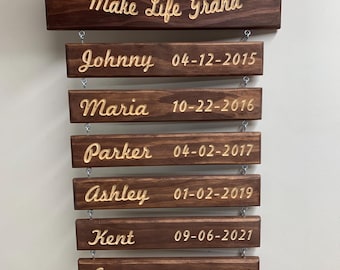 Handmade Grandkids Name Sign High Quality Gift for Grandparents Customizable Present for Nana & Papa Personalizable Grandchildrens Name Sign