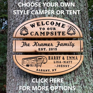 Custom Campsite Sign Personalized Camping Sign Customizable Camp Sign Custom RV Sign Cedar Camp Sign Camp Decor Family Name Sign
