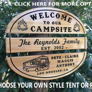 3 piece Customizable Camping Sign Camper Sign Campsite Sign RV Sign Personalized Camping Sign Outdoors Family Name Sign Unique Gift