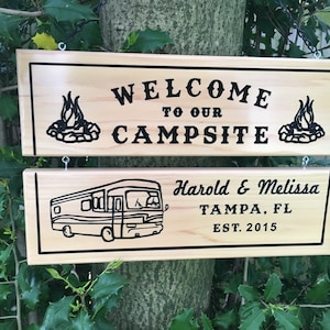 Personalized Camping Signs Custom RV Signs Campsite Sign Glamp Signs Outdoor Sign Custom Made Signs Camping Custom Camper Sign Camping Gift