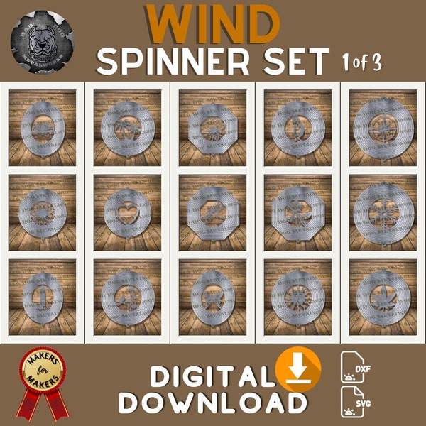 Wind Spinner Set Dxf/Svg - Bad Dog Metalworks Digital Download - Laser CNC Plasma Waterjet - Wind Spinner Svg - Wind Spinner Dxf  for CNC