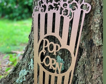 Movie Theater Popcorn Metal Sign - Bad Dog Metalworks Home Decor - Movie Theater Decor - Home Theater Decor - Snack Bar - Movie Room Decor
