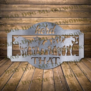 Rebaño que Svg/Dxf - Descarga digital de Bad Dog Metalworks - Láser CNC Plasma Waterjet - Casa de campo Dxf - Cocina de campo Svg - Vaca Svg Vaca Dxf