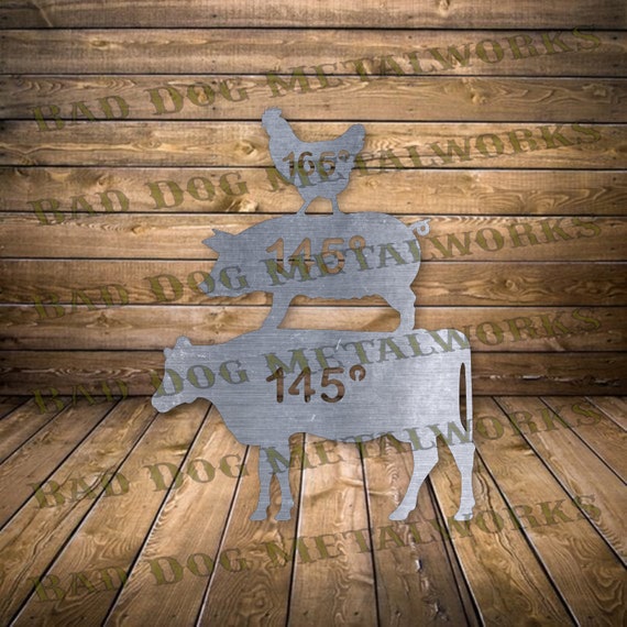 Meat Temperature Guide Svg/Dxf - Bad Dog Metalworks Digital Download - Laser CNC Plasma Waterjet - Cooking Meat Temperature Chart Svg/Dxf