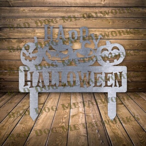 Estaca de jardín de calabaza de Halloween feliz Dxf/Svg - Descarga digital de Bad Dog Metalworks - Láser CNC Plasma Waterjet - Halloween Svg Halloween Dxf