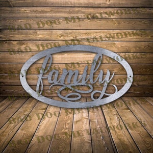 Familie Svg/Dxf - Bad Dog Metalworks Digitaler Download - Laser CNC-Plasma Wasserstrahl - Familie Dxf - Familie Oval svg - Familie Oval Dxf