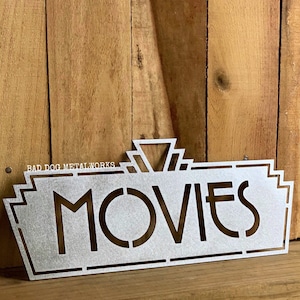 Retro Movies Sign - Bad Dog Metalworks Home Theater Decor - Movie Theater Signs - Media Room - Man Cave Decor - Cinema - Movies Lovers Gifts