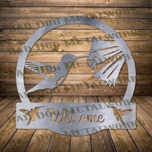 Colibrí bienvenido (DXF y SVG) - Descarga digital de Bad Dog Metalworks - Láser CNC Plasma Waterjet - Colibrí DXF - Colibrí SVG