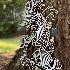 Koi Fish - Bad Dog Metalworks Home Decor - Zen Decor - Koi Pond Sign - Patio Decor - Zen Garden - Meditation Metal Art - Japanese Art